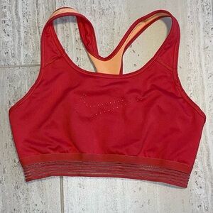 Nike Red Orange Sports Bra with Orange Accents